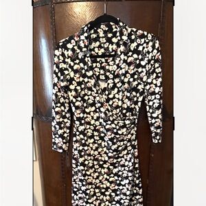 Talbots Floral Wrap Dress - Black and White